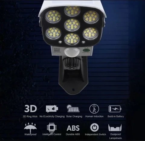 Уличный фонарь на солнечной батарее с датчиком движения и пультом SOLAR MONITORING LAMP CL-877A в виде камеры