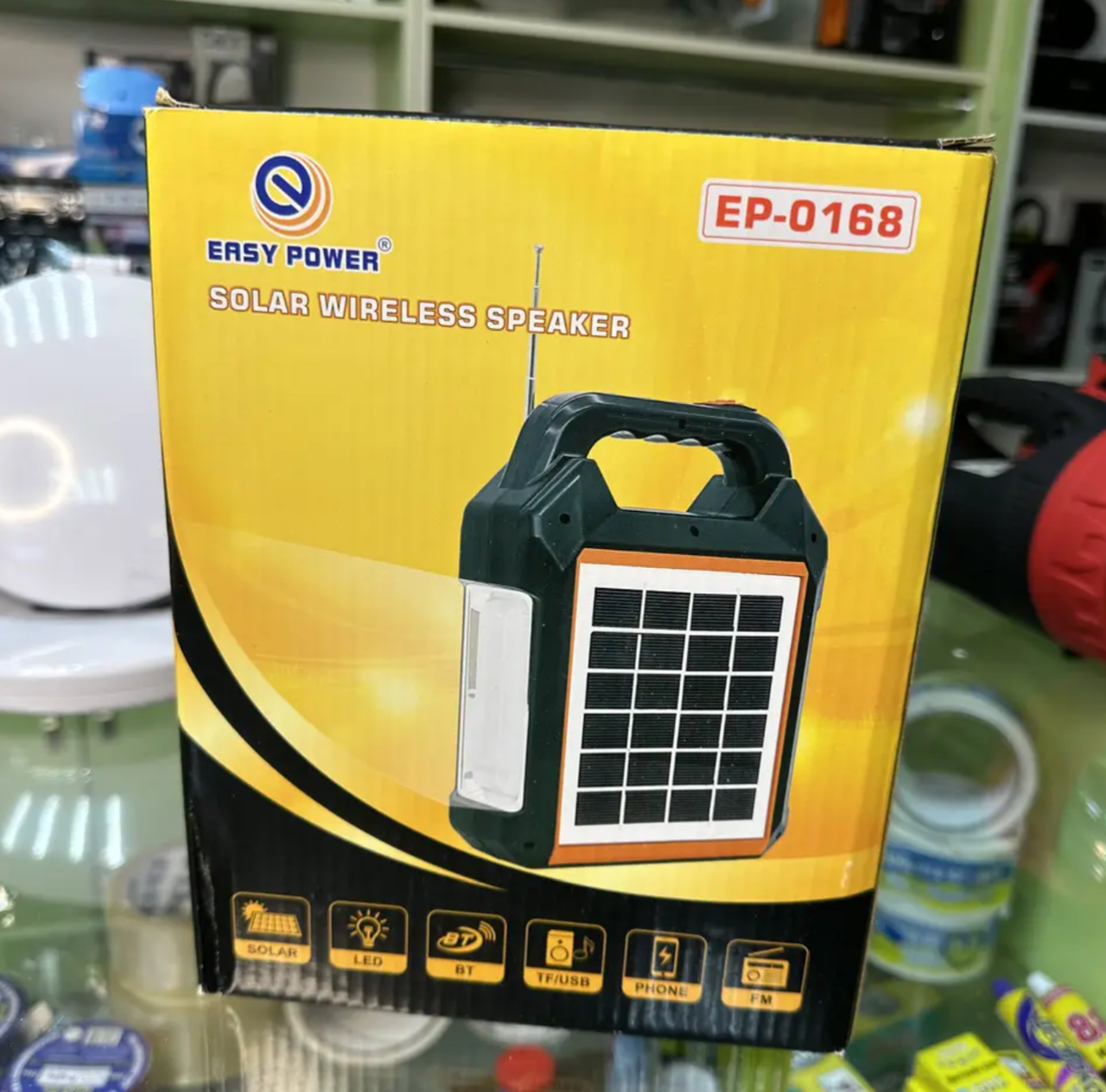 Портативний кемпінговий ліхтар EASY POWER EP-0168 із сонячною панеллю Bluetooth FM MP3 TF USB