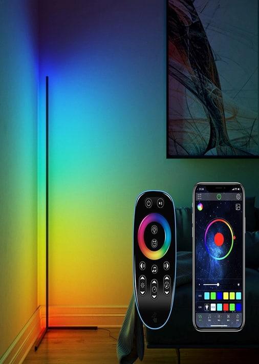 Підлогова кутова RGB лампа торшер EL-2188 з пультом керування (сенсор) + додаток 100 см
