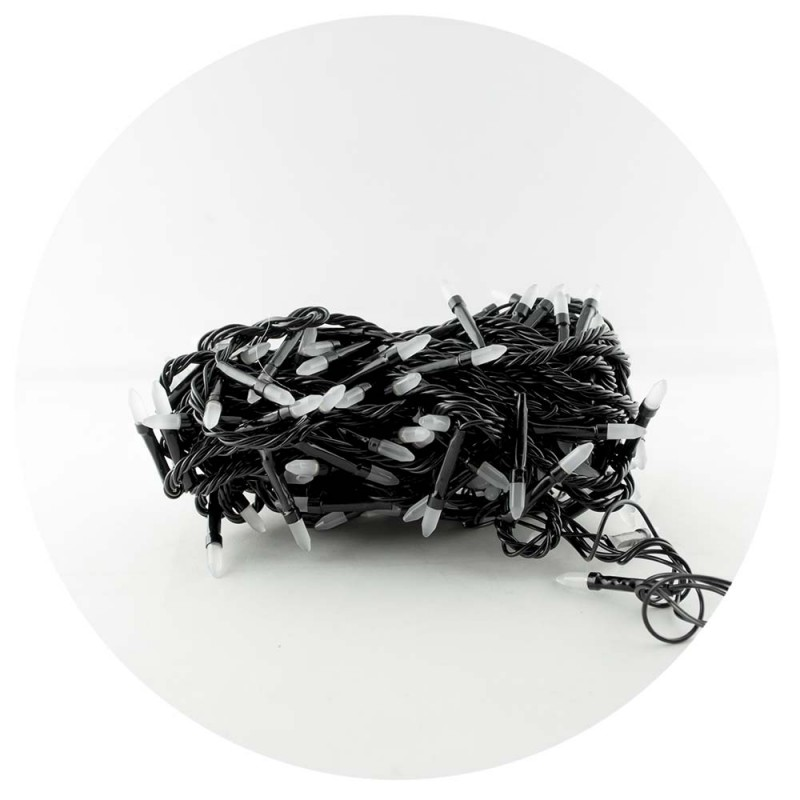 Гірлянда-нитка (String-Lights) 100W-3 внутрішня, пров.: чорний, 7м (Білий)