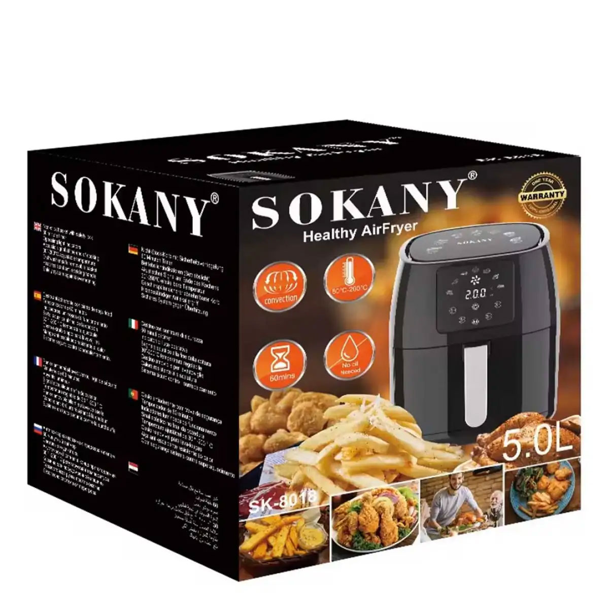Аэрогриль фритюрница SOKANY SK-8018 на 5 л мультипечь с таймером и терморегулятором.