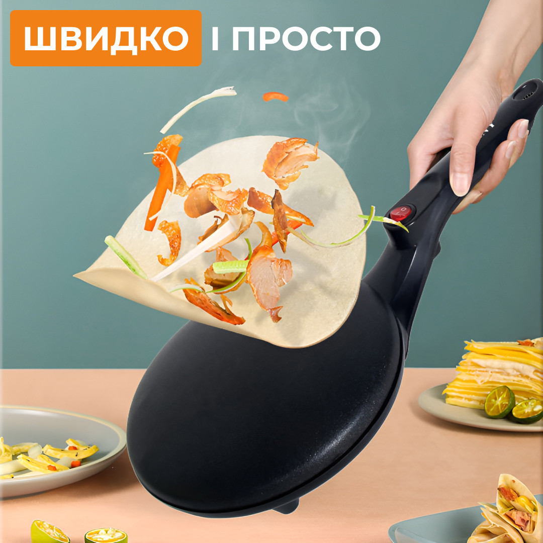 Сковорода для млинців електрична з антипригарним покриттям діаметр 20 см Sokany 650 Вт