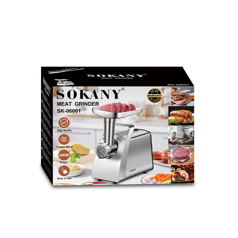 Мясорубка электрическая для фарша Sokany электромясорубка для дома мощная 2400 Вт