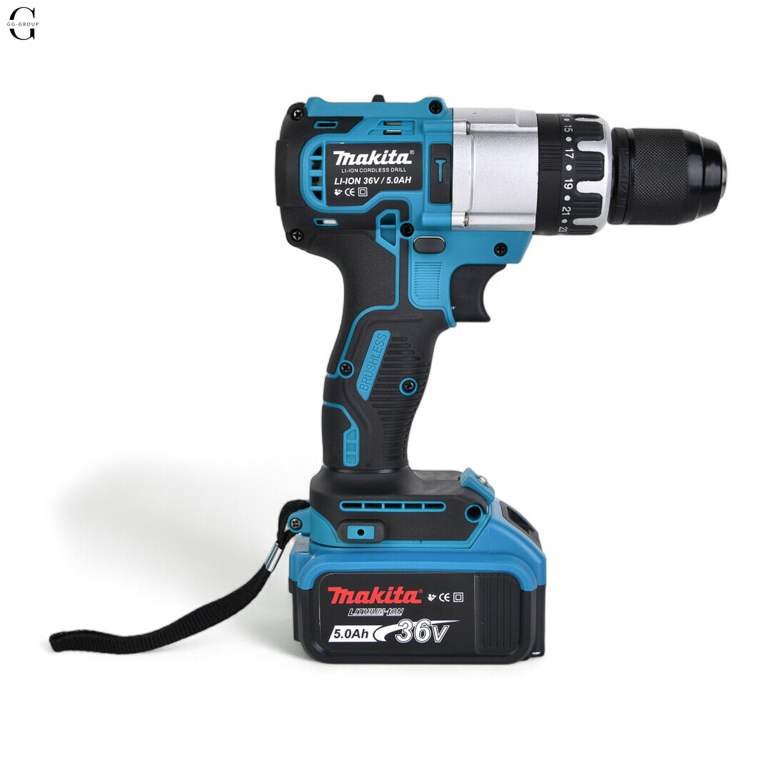 Шуруповерт MAKITA 36V Безщітковий + 2 АК 5Ah + Металевий патрон + Набір інструментів 53 в 1
