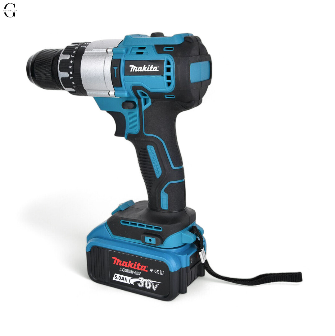 Шуруповерт MAKITA 36V Безщітковий + 2 АК 5Ah + Металевий патрон + Набір інструментів 53 в 1