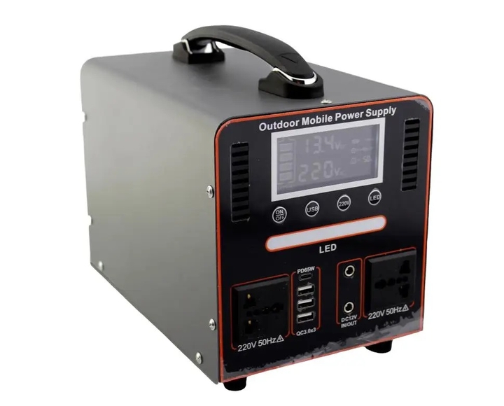 Портативна зарядна станція 600W 40Ah LiFePO4 із чистою синусоїдою, USB, Type-C та розеткою 220V