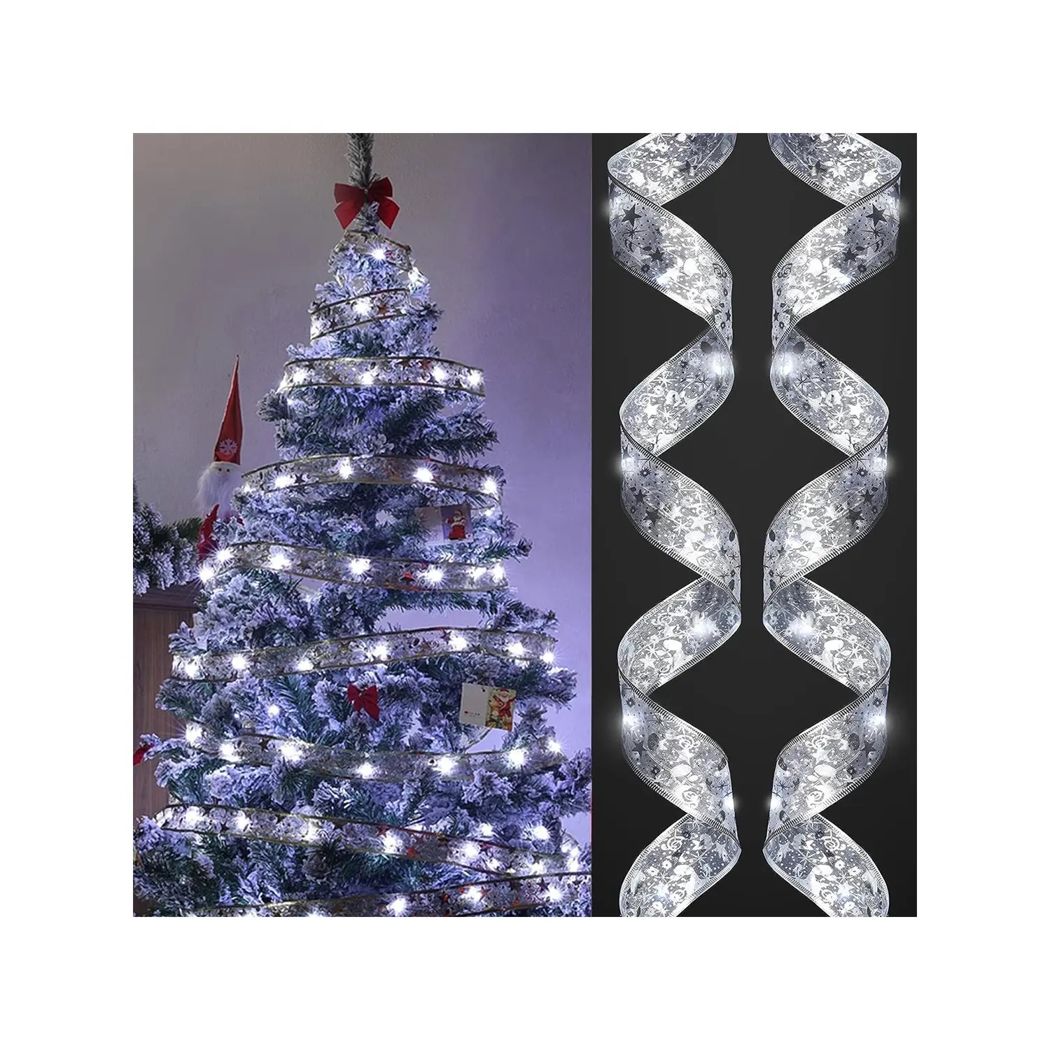 Світлодіодна ялинкова гірлянда у вигляді стрічки 50 Led 5 метрів Christmas Decoration Білий
